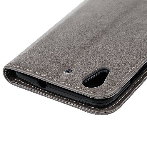 Huawei Y6 II / Y6 2 Hülle Case YOKIRIN Gray PU Leder Flip Tasche Ledercase Cover Wallet Handyhülle Folio Schutzhülle Handytasche Handyschale mit Standfunktion Kredit Kartenfächer Magnetverschluss in Muster:Schmetterling Blumen - 5