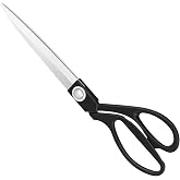 KUONIIY Professional Stainless Steel Sewing Scissors for Fabric, Leather, Dresses, Artists, Students, Dresses, Black 26cm