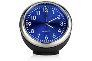 Txian Custom High Accuracy Car Clock Small Round Onboard Quartz Clock Perfect Car Decoration (blue dial & black shell)