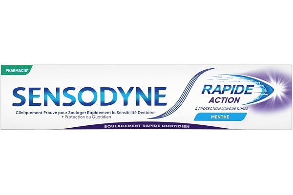 SENSODYNE - Dentifrice Rapide Action Blancheur - Soulagement Rapide & Protection Longue Durée Contre la Sensibilité Dentaire - Aide à Eliminer les Taches Dentaires - Lot de 4 x 75 ml