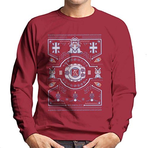 Cloud City 7 Christmas Digimon Gomamon Digivolve reliability 8 Bit Knit Pattern Men's Sweatshirt