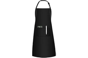 KHAOP Kitchen Apron Chefs Apron Bib Aprons with 2 Pockets Unisex Women Men Aprons BBQ & Catering Bibs Cooking Kitchen Chef Aprons for Home Kitchen, Restaurant Home and Garden Use