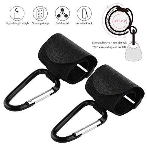 NUOLUX Kinderwagen Clip Kinderwagen Buggy Metall Clip hängende Haken 2ST (schwarz) - 4