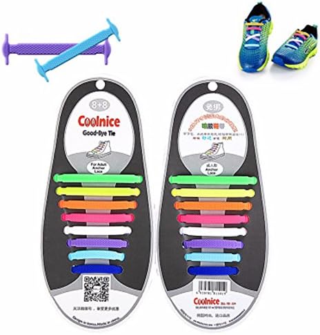 AOSHANG No Tie Shoelaces for Kids and Adults - Sports Shoelaces Waterproof Silicon Flat Elastic Athletic Running Shoe Laces with Multicolor for Sneaker Boots Board Shoes and Casual Shoes