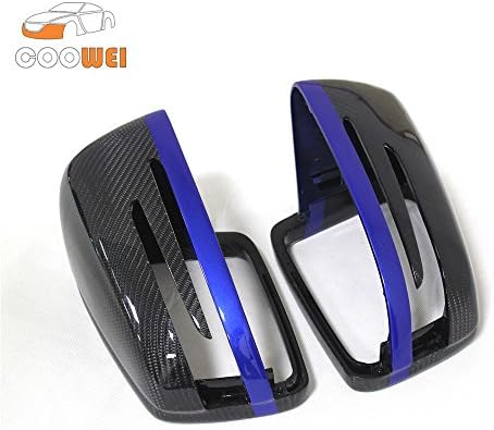 With blue line 1:1Replacement Carbon Fiber rearview mirror cover for A B C E S CLS GLK Class W176 W246 W204 W212 W221 X204 C218