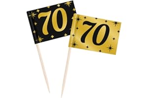 PD-Party - Cocktailstäbchen für 70. Geburtstag - Deko Geburtstag - Jubiläum Dekoration - Schwarz Gold Deko - Party Deko - 70. Geburtstag Junge & Mädchen - Geburtstags Deko - 50 Stück
