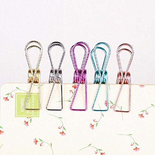 Conjunto de 10  papel Binder Clips Hollow creativo colorido soporte para rollo de papel suministros de oficina 5  colores  tama  o mediano 