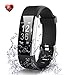 Produktbild Fitness-Tracker, Herzfrequenz-Monitor, wasserdicht, Aktivitäts-Tracker, Bluetooth, kabellos, Smart-Armband mit Ersatzband für Android und iOS Smartphones, Schwarz
