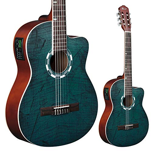 Lindo LDG-960CEQ - Guitarra electroacústica de concierto (con funda), acabado satinado natural