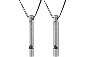 UYVPAER Lot De 2 Sifflets D'Urgence En Titane Et Polyester - Signal D'Urgence De 120 Db - Avec Cordon Et Polissage Lisse - Sifflet D'Extérieur Compact Pour L'Extérieur, Le Camping, La Randonné