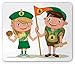 Produktbild Girl Scouts Mouse Pad, Children Scouts with Flag Map and Cookies Cartoon Style Outdoors Activity Theme, Standard Size Rectangle Non-Slip Rubber Mousepad, Multicolor