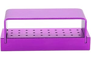 YUSAT Bur Holder, Aluminium Disinfection Box Case Dental Bur Burs Block Holder Autoclavable Dentist Tool Silver (Purple)