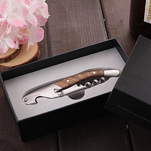 Korkenzieher -Smaier Premium Rosenholz Kellner Griff All-in-one-Wein-Öffner, Flaschenöffner und Folienschneider – Best Bar Weinzubehör und Geschenke - 2