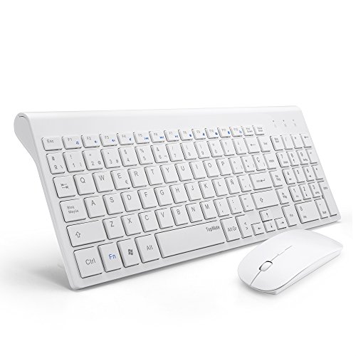 TopMate Pack de Teclado y Rat¨n, 2.4 GHz Inal¨mbrico Pack de Teclado y Rat¨n (QWERTY ESPA?OL (ESPA?OL, Blanco)