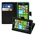 Produktbild kwmobile Hülle für Nokia Lumia 625 - Wallet Case Handy Schutzhülle Kunstleder - Handycover Klapphülle mit Kartenfach und Ständer Schwarz