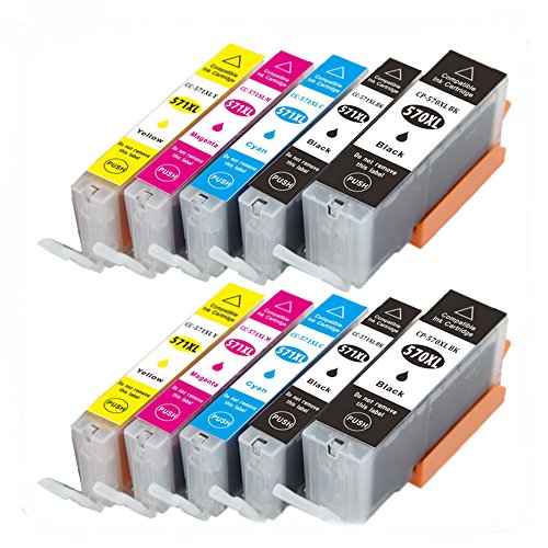 Karl Aiken Compatible 10x Canon PGI-570 CLI-571 Cartouche d encre Compatible avec Canon Pixma MG5700 MG5750 MG5751 MG5752 MG5753 MG6800 MG6850 MG6851 MG6852 MG6853 Imprimante