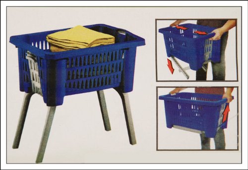 Wäschekorb mit Beinen – auf Knopfdruck ausgeklappt und eingefahren – Farbe: weiss - 2
