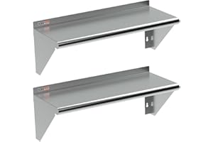 HZEEMFG Stainless Steel Wall Mounted Shelf 12x30 Inches, 2 Packs Set, Commercial Food Service Storage Metal Rack Shelves for Commercial Kitchen, Home, Hotel,Restaurant, Garage and Laundry