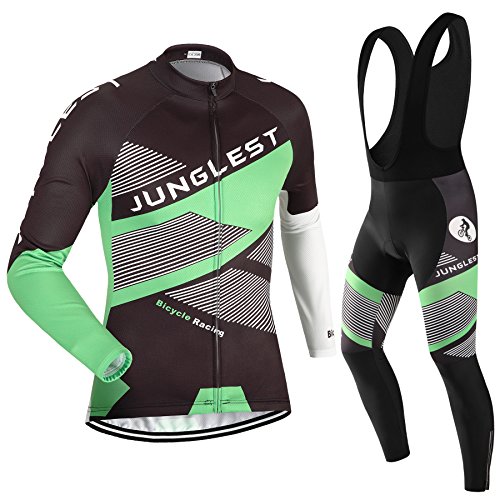 [Größe:S-5XL][option:Trägerhose,3D 2.8cm Sitzpolster] Fahrrad Trikot Langarm Radhose Radtrikot Fahrradbekleidung Herren Männer Hemd mit lange Ärmeln Set Cycling OutdoorTrikots Windjacke Neue