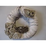 Türkranz mit Stoffrosen und Vögelchen im Nest, Landhaus, Shabby-chic