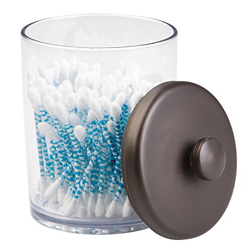 mDesign Wattedose – praktischer Behälter für Wattepads, Wattestäbchen und Wattebäusche – stilvoller Wattepadbehälter & Wattestäbchenbehälter – Material: beständiger Kunststoff - 4