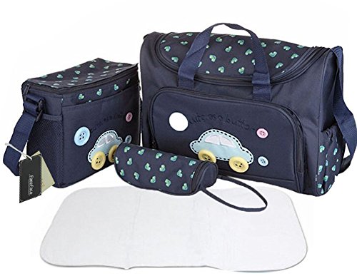 Set composto da borsa fasciatoio, borsa porta pappa, borsa porta biberon e tappetino fasciatoio, 4 pezzi in totale, in materiale impermeabile e design alla moda