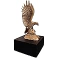 Akriti Brass Art Wares Metal Flying Eagle with Base Showpiece Decorative Statue Antique Showpiece Memento Trophy Award, Vastu Power Strength Made in India