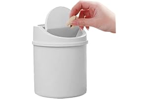 Kirdume basura pequeño,Mini papelera escritorio creativa con tapa | Botes basura papelera pequeños, cesta papel pequeña para mesa tocador, mesa café, Interior coche, Gris