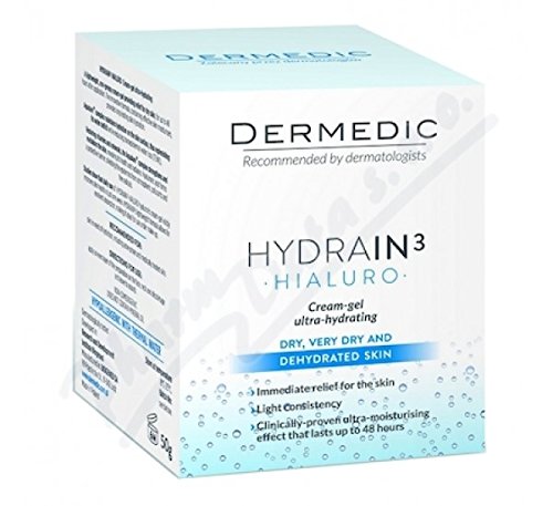 DERMEDIC Hydrain3 Hialuro Deeply Moisturising Cream Gel. Clinically proven ultra-moisturising effect that lasts up to 48 hours.