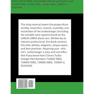 2004 LANCIA LYBRA Turbocharger Rebuild and Repair Guide: 716665-0002, 716665-5002, 716665-9002, 716665-2, 55191934