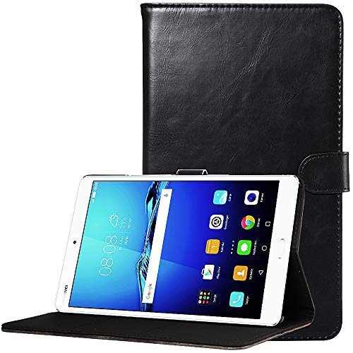 CLM-Tech Etui Housse pour Huawei MediaPad M3 8.4 Pouces Tablette Coque de Protection en Cuir élégant avec Fonction de Support Noir