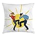 Produktbild Country Throw Pillow Cushion Cover, Texas Cowboy and Cowgirl Partner Dancing Line Dance Wearing Stetson Sun Background, Decorative Square Accent Pillow Case, 18 X 18 inches, Multicolor