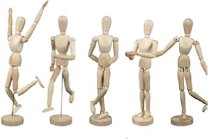 BULZEU - Schaufensterpuppe aus Holz, vollständig verbunden, bewegliche Puppe zum Skizzieren, Malen, Künstler, Cartoon-Figuren, Action – DIY-Puppe (12 cm)