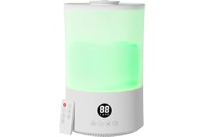 PNTCK Luftbefeuchter Schlafzimmer, 4L Top-Fill Leise Ultraschall Humidifier mit 360° Drehdüse, Fernbedienung, Automatische Abschaltung, 40H, Timer, Raumluftbefeuchter für Baby Kinderzimmer Büro Pflanzen (A)