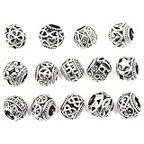 ALIMITOPIA ALIMITOPIA 20pcs Filigree Bracelet Spacer Beads,Hollow Out Ball Spacer Charm European Beads Pendant for DIY Necklace Bracelt Jewelry Making Findings(Tibetan Silver Tone,Assorted Patterns)