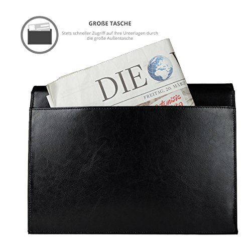 eFabrik Leder Tasche für Microsoft Surface Pro (2017) | Surface Pro 4 Schutz Hülle Cover Sleeve, Farbe:Schwarz - 7