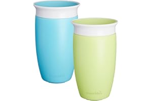 Munchkin Miracle 360 Sippy Cup for Toddlers | BPA Free | Non Spill | Leakproof | 12+ Months | 10oz/296 ml | 2 Pack | Blue/Green