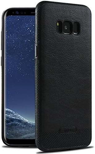 Samsung Galaxy S8 Case [Perfect Fit], FisherMo Anti-Slip Leather TPU Hybrid Cover for Excellent Grip Thin Soft Protective Drop Protection Covers (Black)