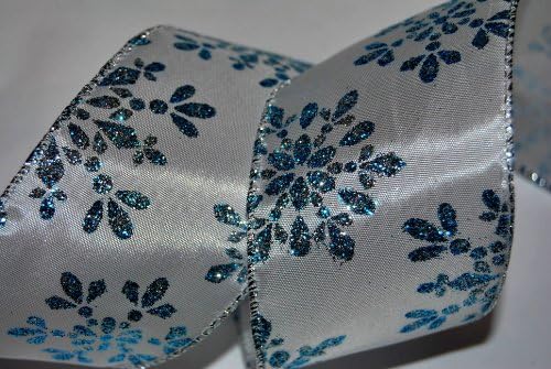 Christmas Blue Snowflake Wired Wire Edged Ribbon 3m