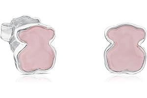 TOUS Pendientes de Plata de Primera Ley para Mujer con Cierre a Presión y Motivo de 9mm en Gema Preciosa, Versátil y Elegante, Colección Color