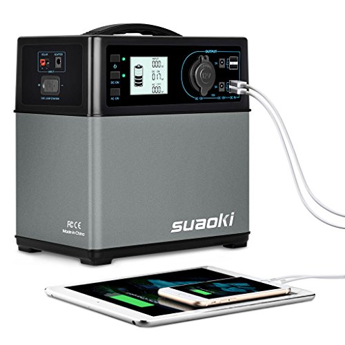 Suaoki 400Wh Mobiler Energiespeicher,Solar Generator/AC Steckdose/Autos,4 USB-Ports/2 AC & DC Inverter/1 Zigarettenanzünder- Buchse zum Einschalten von elektronischen Geräten/Beleuchtung und Jump Starter Cars - 3