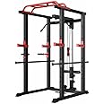 1441 Fitness Heavy Duty Squat Rack and Power Cage J008 with Pull Up Bar and Lat Attachment, Multi-Function Professional Safe and Effective Exercise Training Equipment