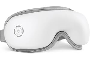 Mafiti Masajeador de ojos con calor, compresión de aire mejorada con música Bluetooth recargable terapia ocular masajeador para aliviar la tensión ocular, ojeras, ojos secos, mejorar el sueño (Blanco)