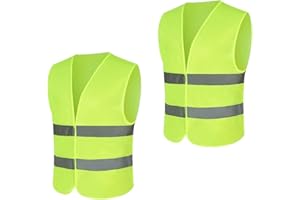 VONSERA Lot de 2 Gilet Jaune Adulte | Gilet Reflechissant avec de Bandes Réfléchissantes | Gilet Fluo pour Voiture, Chantier | Gilet Haute Visibilité