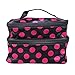 SupplyEU Polka Dots Pattern Double Layer Dual Zipper Makeup Case Cosmetic Hand Bag Tool Storage Toiletry With Mirror