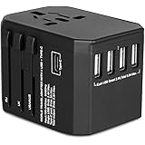 Travel Adapter Travel Outlet World 224+ Countries 5.6A Fast Charging Universal Travel Adapter with 4 USB Ports + Type C & AC