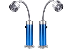 WeFoonLo Confezione da 2, 360° a Collo di Cigno Flessibile LED Grill Super Bright Barbecue Grill Luce con Base Magnetica per la Lettura, di Lavoro, Barbecue all'aperto Camping Emergenza (Blu)