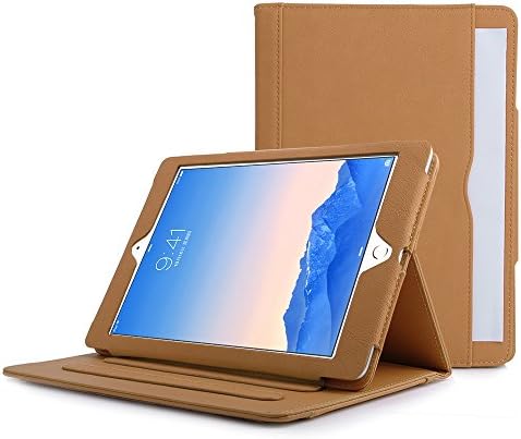Original MAU (TM) Brown &amp; Tan Smart Wallet Flip Stand Case Cover for Apple iPad Air 2 with Magnetic Sleep Wake Sensor + Free Screen Protector (Brown)