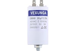 VEXUNGA 10uF 450V Condensatore Avviamento Motore CBB60 Condensatori 10µF 450 Volt 40x70MM M8 Spina di Collegamento