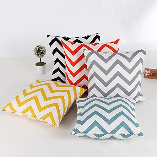 slemon® Kissenhülle Baumwolle Leinen Kissenbezug 45 x 45 Geometrische Schwarz und Weiß gestreift Wäsche Kissen Case Haus Decor Schwarz - 4